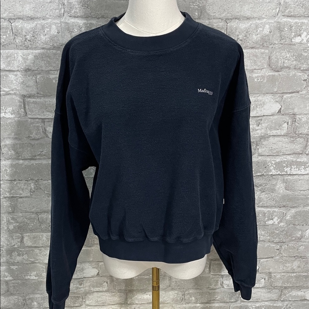 Madhappy  Navy Crew Neck Terry Cloth Pull Over Sweater